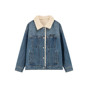 Fluffy Collar Denim Jacket