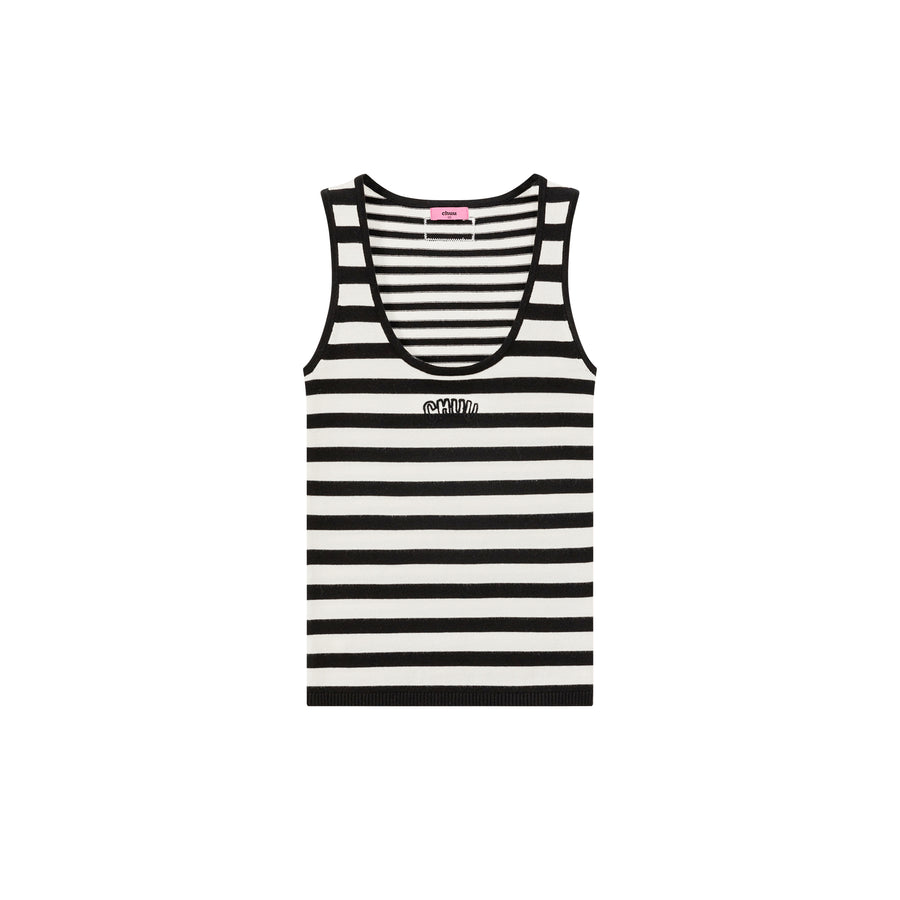 CHUU Striped Knit Sleeveless Top