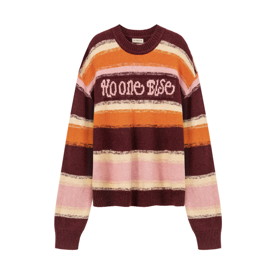 CHUU Logo Striped Loose Knit Sweater