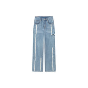 Cotton Denim Straight Pants