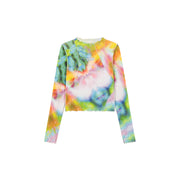 Logo Colorful Print Frilly Lined Top