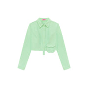 Point Pocket Semi Cropt Shirt