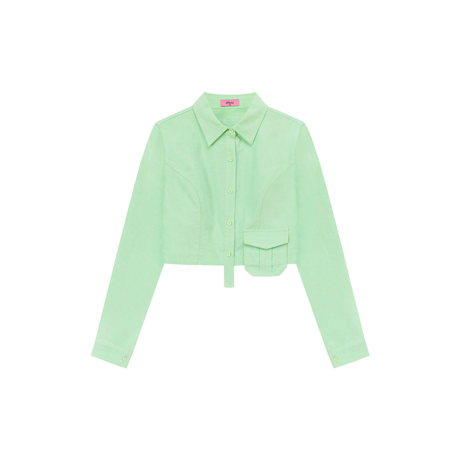 CHUU Point Pocket Semi Cropt Shirt