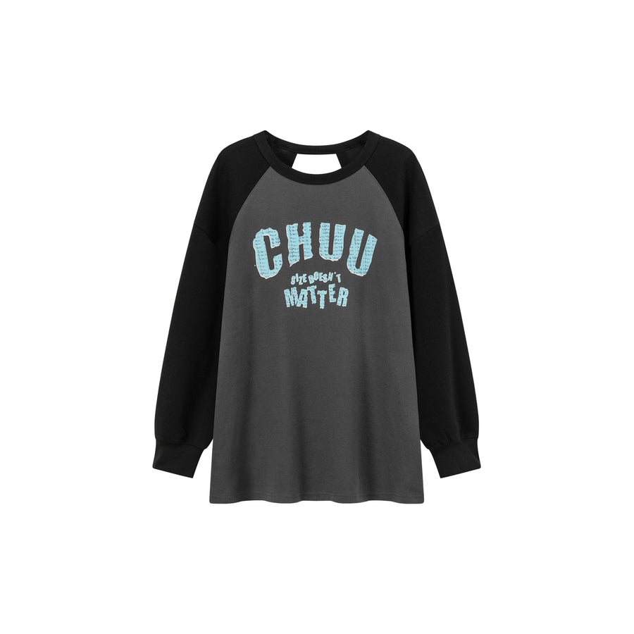 CHUU Size Doesnt Matter Back Slit Color Scheme Sweatshirt