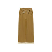 Criss Cross Belt Roll-Up Wide Pants