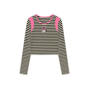 Dont You Dare Striped Crop T-Shirt