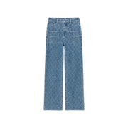 Vintage Argyle Pattern Wide Denim Jeans