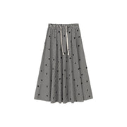 String Heart Check Long Skirt