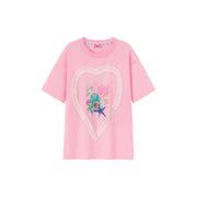 Ruffle Heart Printed Loose Fit T-Shirt