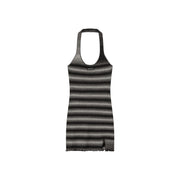 Halter Neck Striped Slim Dress