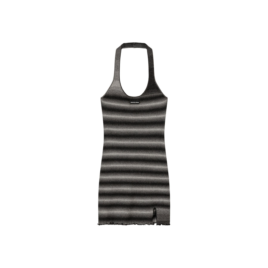 CHUU Halter Neck Striped Slim Dress
