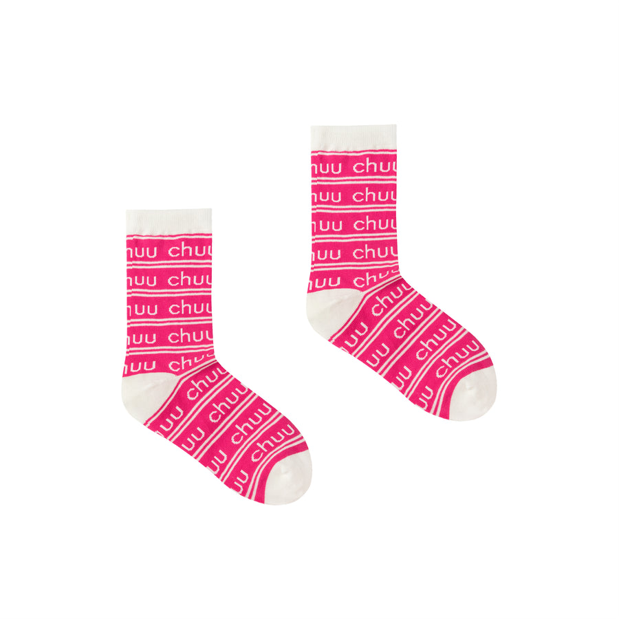 CHUU Color Logo Stripe Pattern High Socks