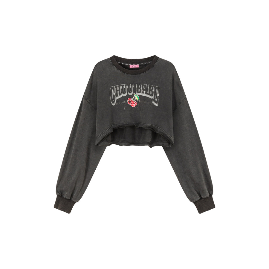 CHUU Size Doesnt Matter Cherry Crop Boxy Sweatshirt