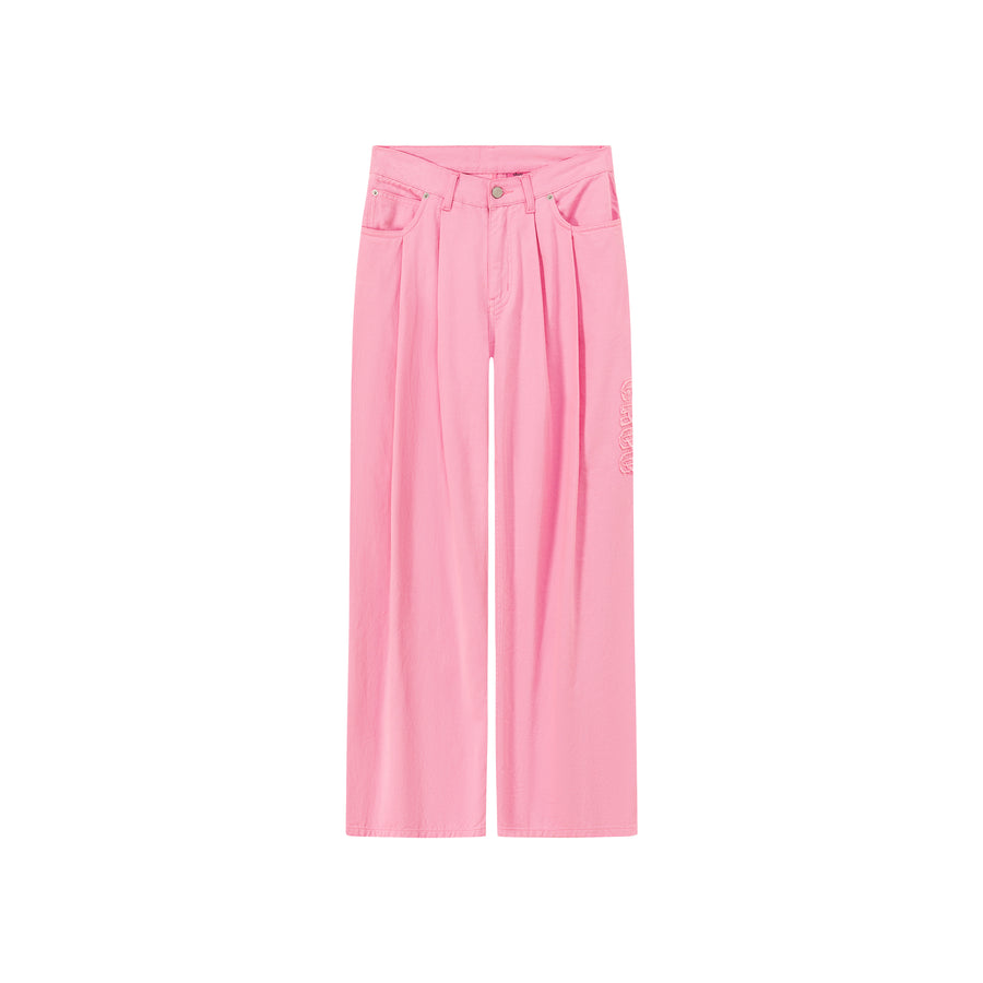 CHUU Logo Long Wide Baggy Color Pants