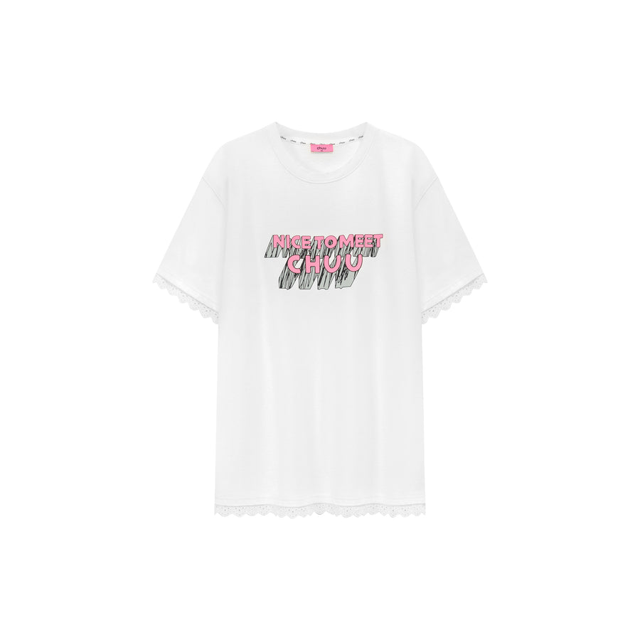 CHUU Logo Lace Loose Fit T-Shirt