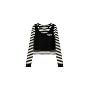 2-Layers Striped Long-Sleeves Top