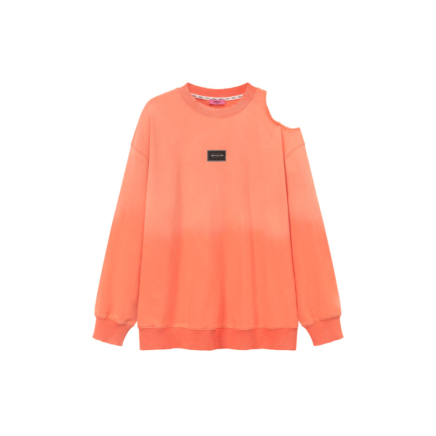 CHUU One Shoulder Cutout Oversized Sweatshirt