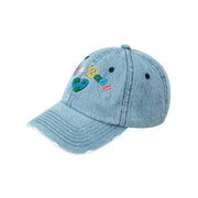 Rainbow Logo Distressed Denim Ball Cap