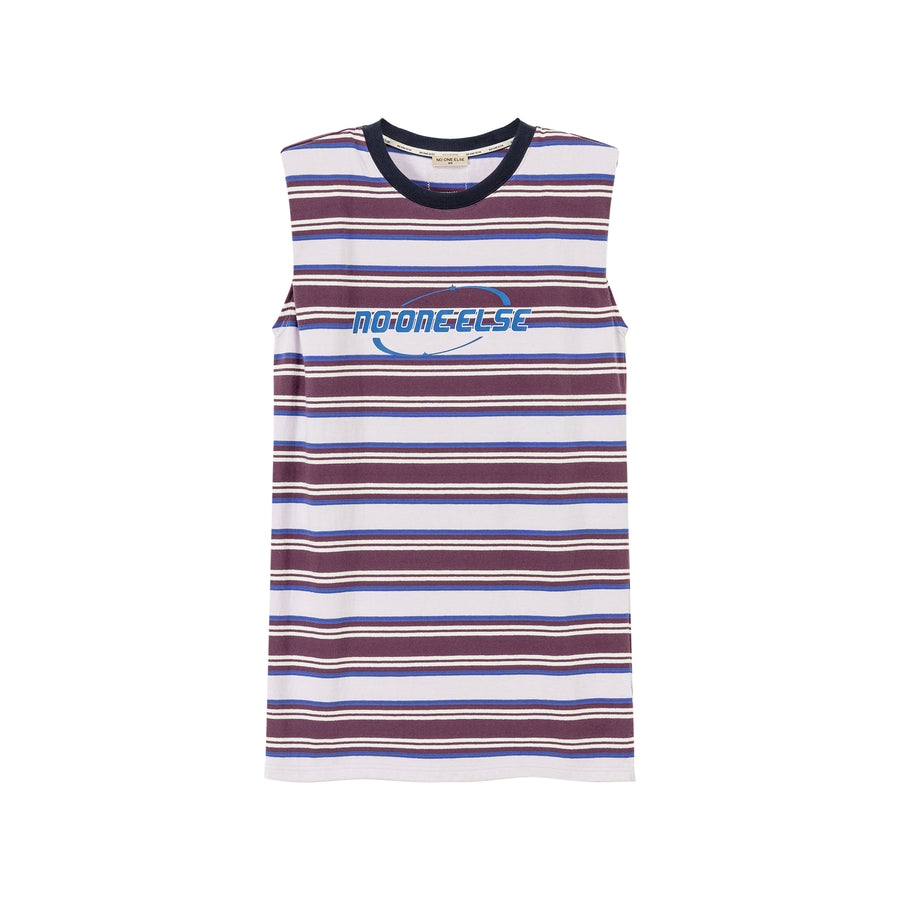 CHUU Striped Noe Center Logo Sleeveless T-Shirt Dress