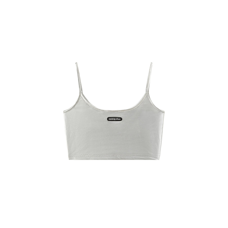 CHUU Hot Girl Sleeveless Slim Shiny Crop Top