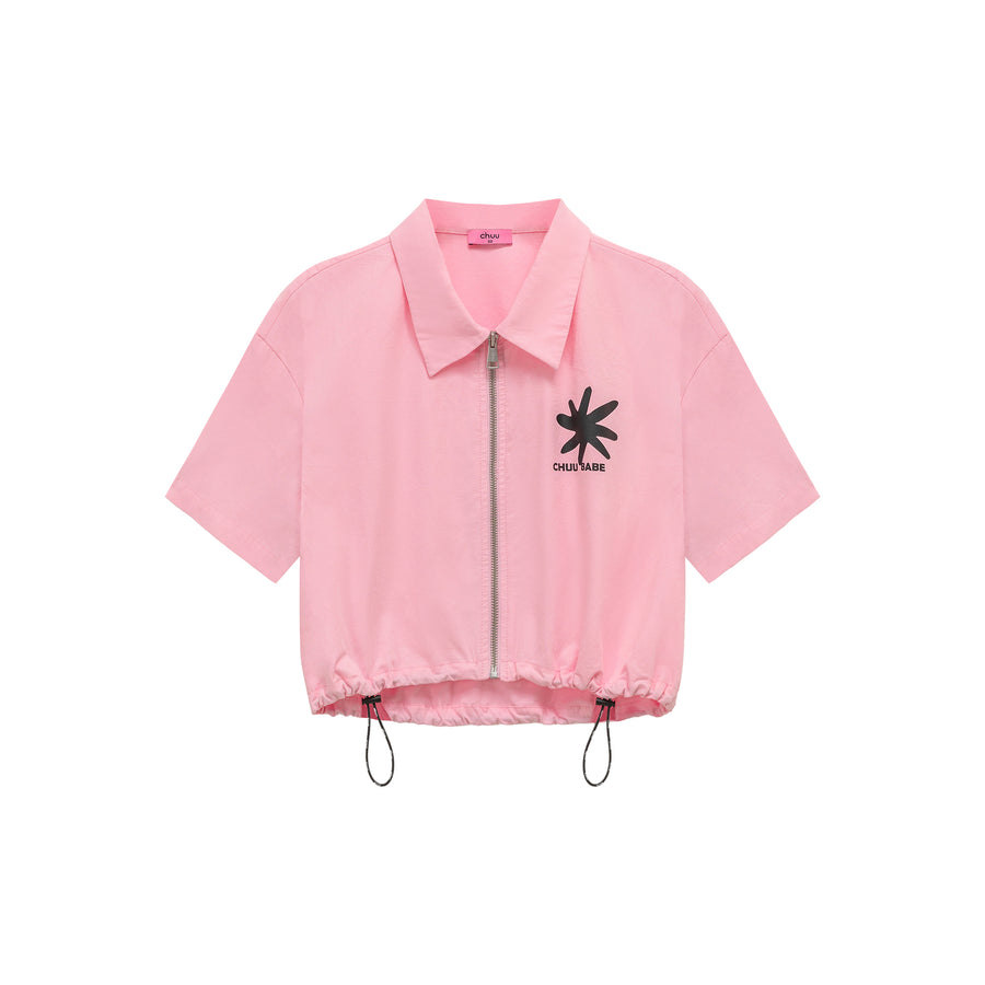 CHUU Logo Collar Color Drawstring Zip-Up