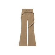 Double Button High Waisted Flared Semi-Bootcut Pants