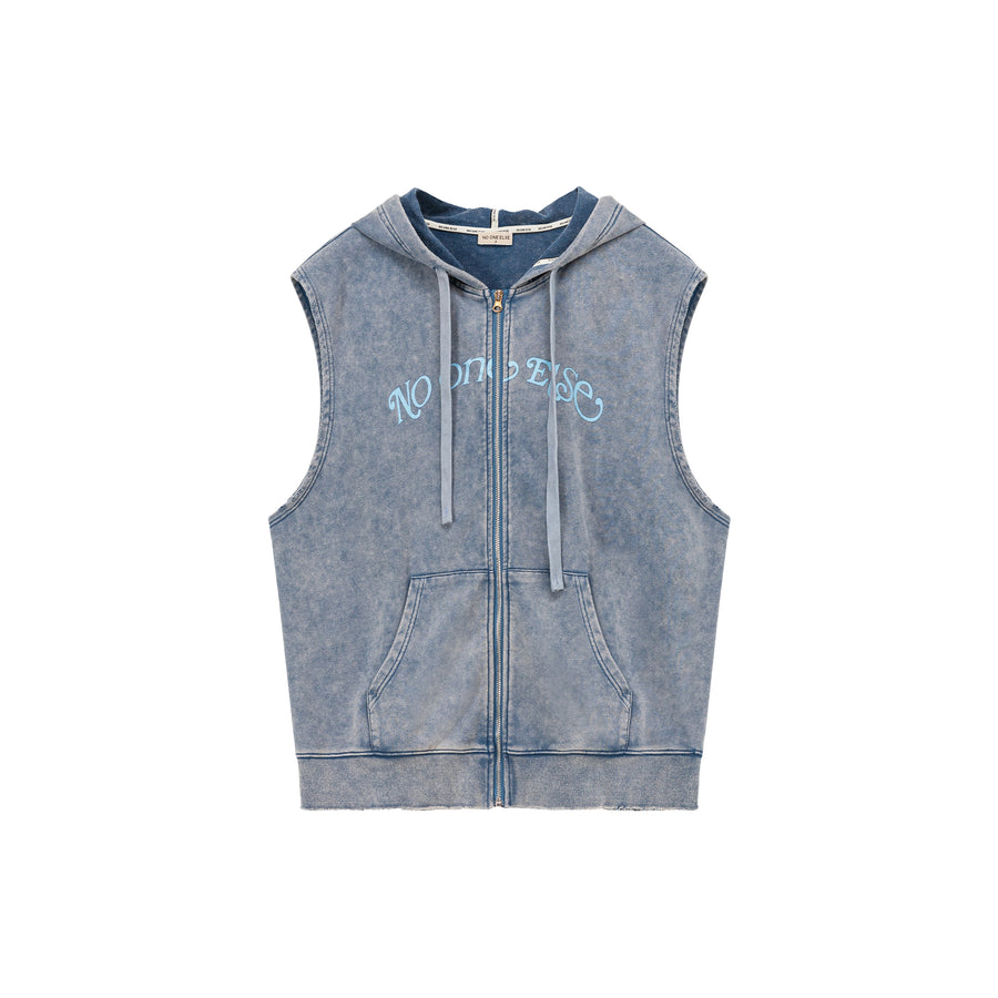 CHUU Vintage Washed Hooded Vest