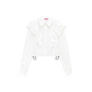 Ruffle Cropped Drawstring Shirt