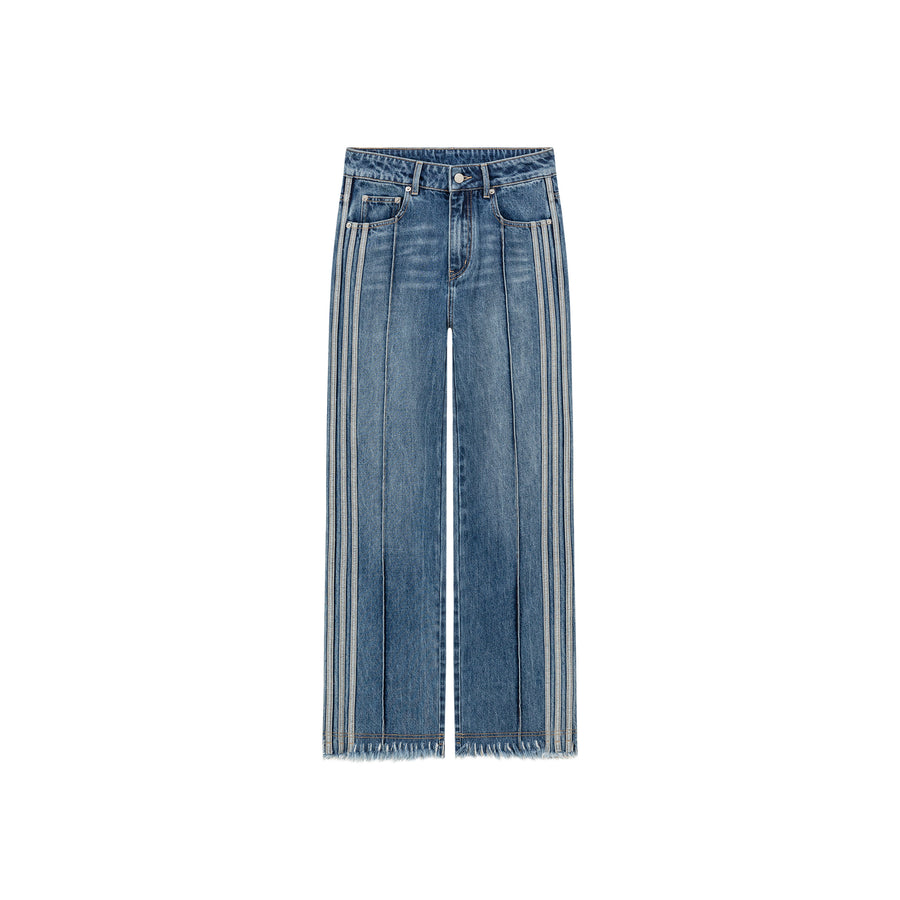 CHUU Lined Frayed Hem Denim Jeans