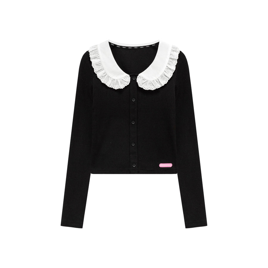 CHUU Lace Big Collar Top