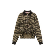 Zebra Half Zip Up String Sweatshirt