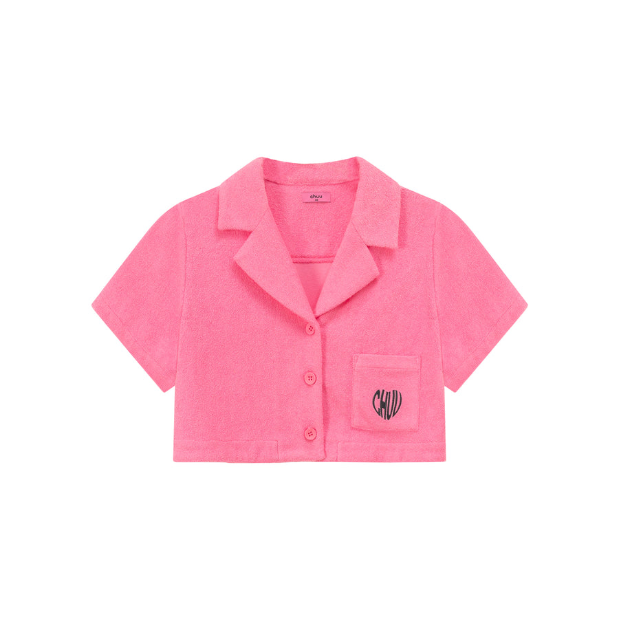 CHUU Heart Logo Pocket Cropped Shirt