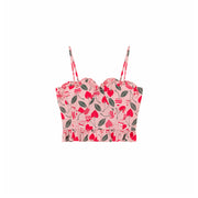 Heart Printed Ruffle Bustier Top