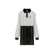 Contrast Color Polo Neck Dress
