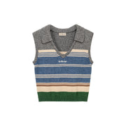 Open Color Striped Knit Vest