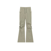 String Shirring Bootcut Cargo Style Pants