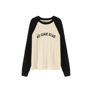 Logo Raglan Color Combination Knit Sweater