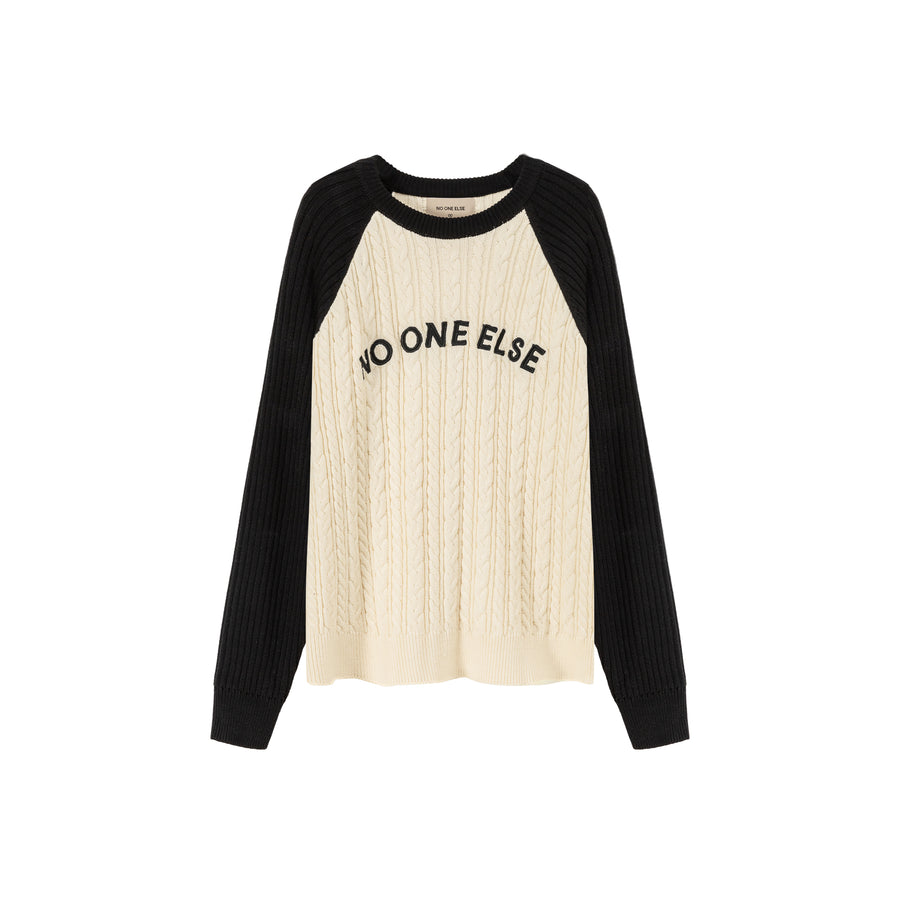 CHUU Logo Raglan Color Combination Knit Sweater