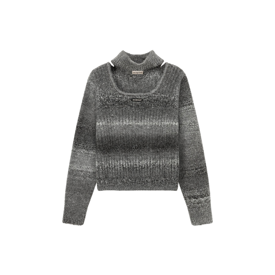 CHUU Front Cut Out High Neck Knit Sweater