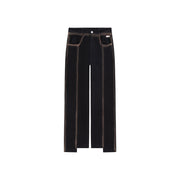 High Waist Printed Outlined Straight Pants