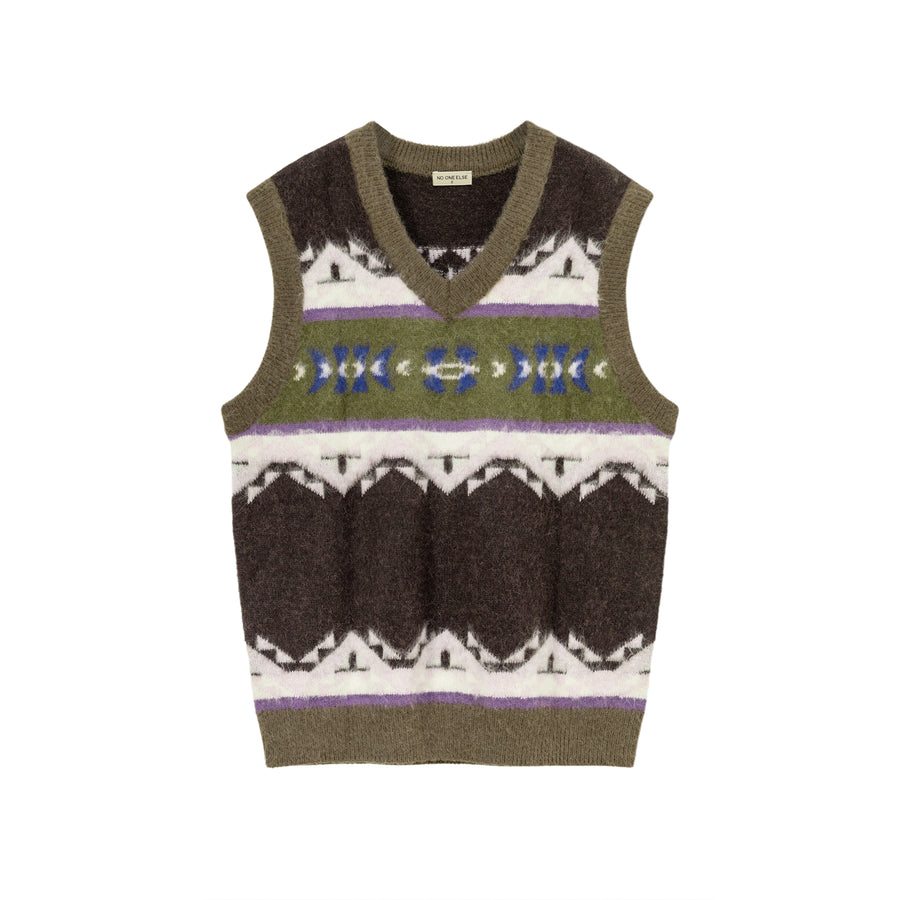 CHUU Pattern Color Knit Vest