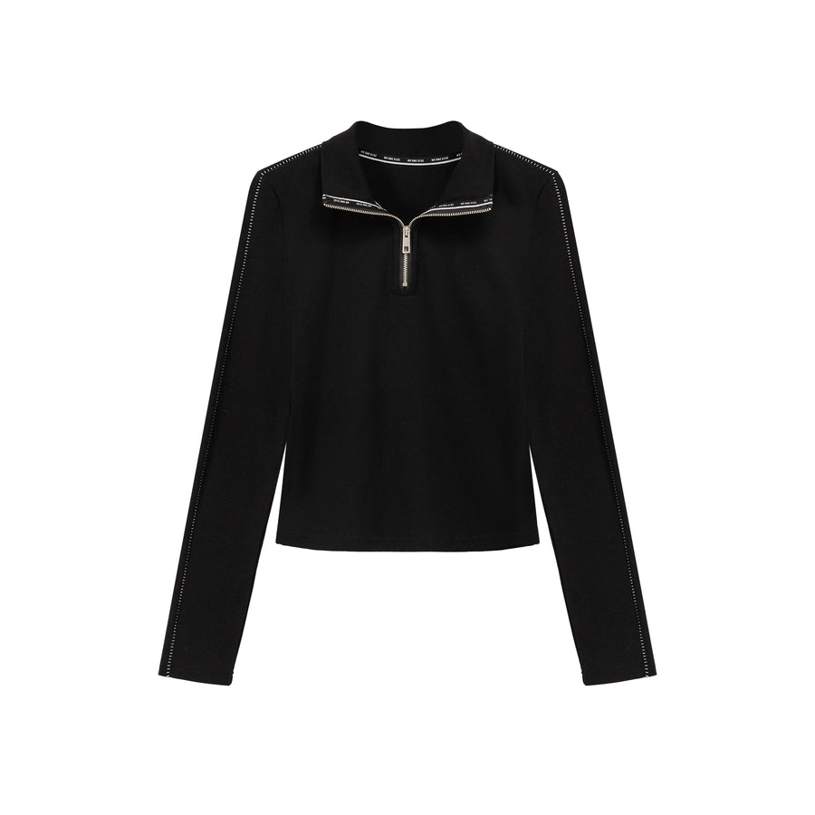 CHUU Half Zip Up High Neck Top