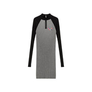 Color Matching Half Zip-Up Dress