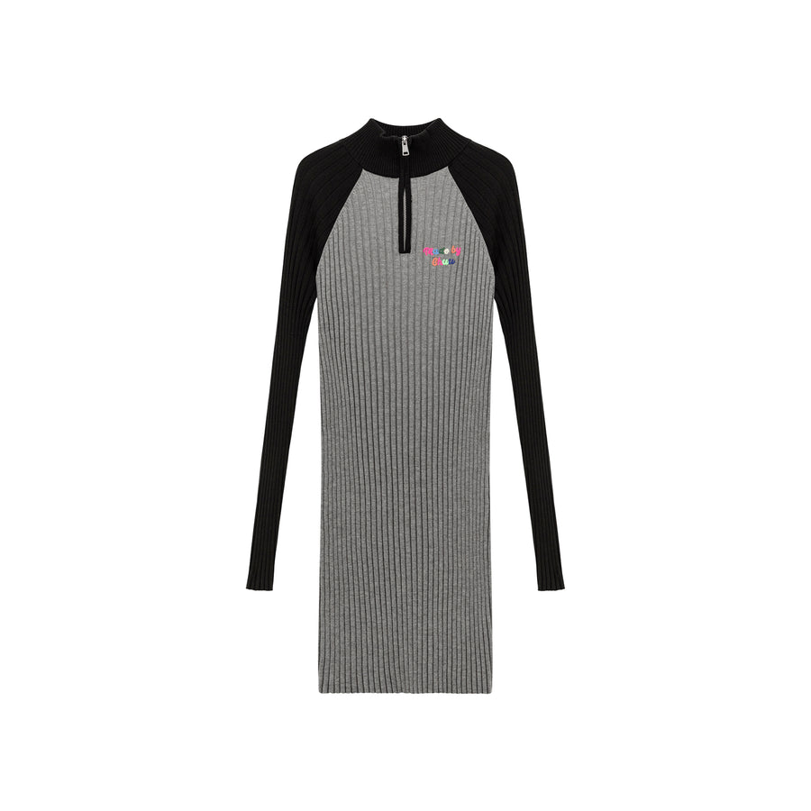 CHUU Color Matching Half Zip-Up Dress