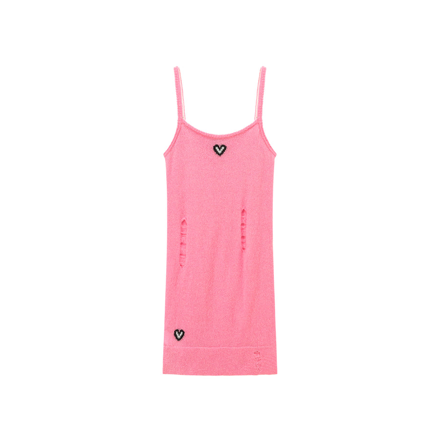 CHUU Heart Knit Distressed Sleeveless Top