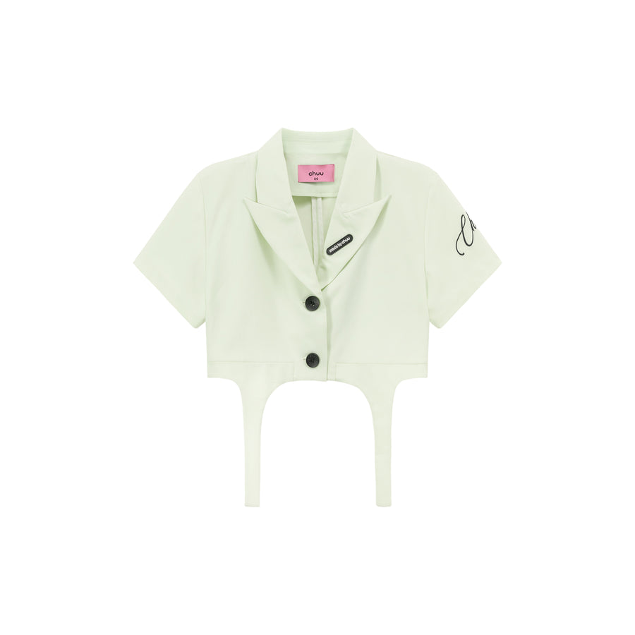 CHUU Single-Button Short Sleeve Crop Jacket