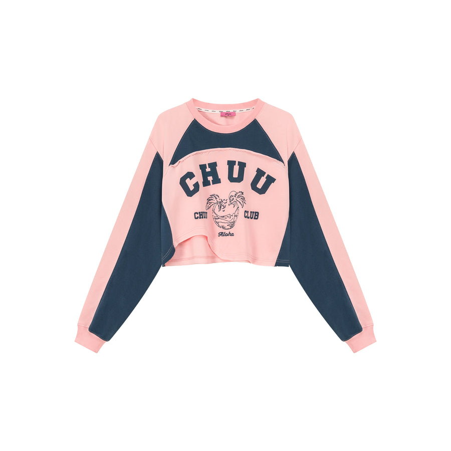 CHUU Cropped Logo Color Loosefit Sweatshirt