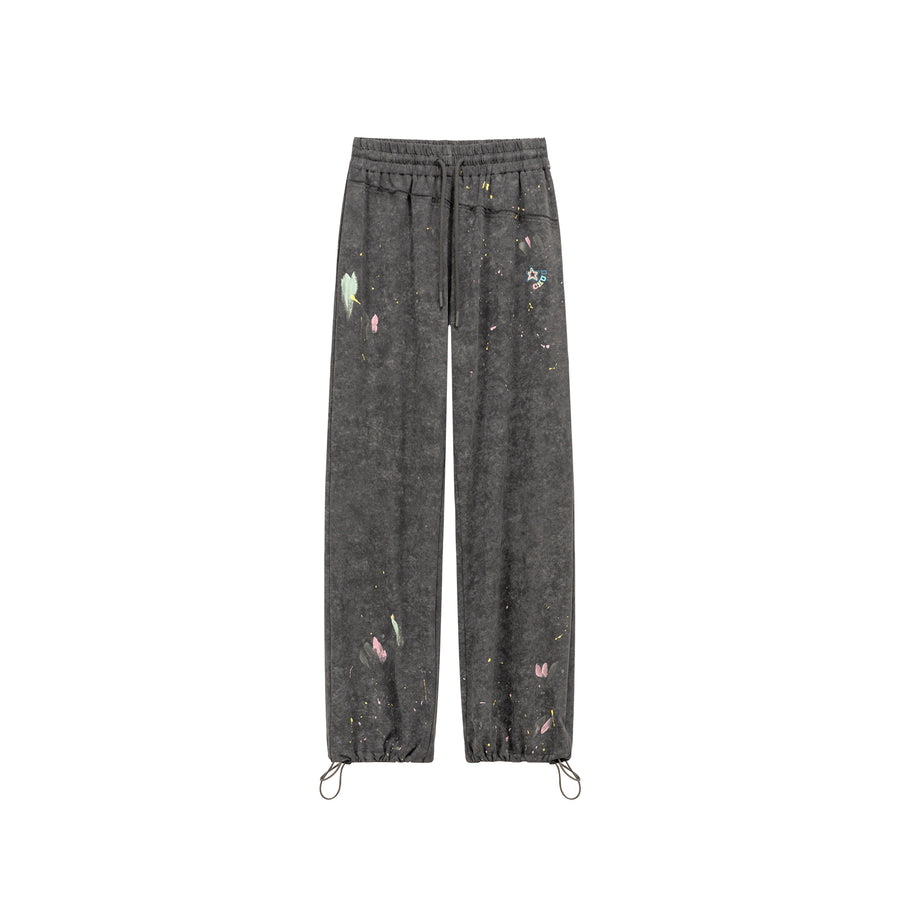 CHUU Elastic Waist String Painted Wide Pants