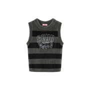 Lettering Fuzzy Sleeveless Sweater