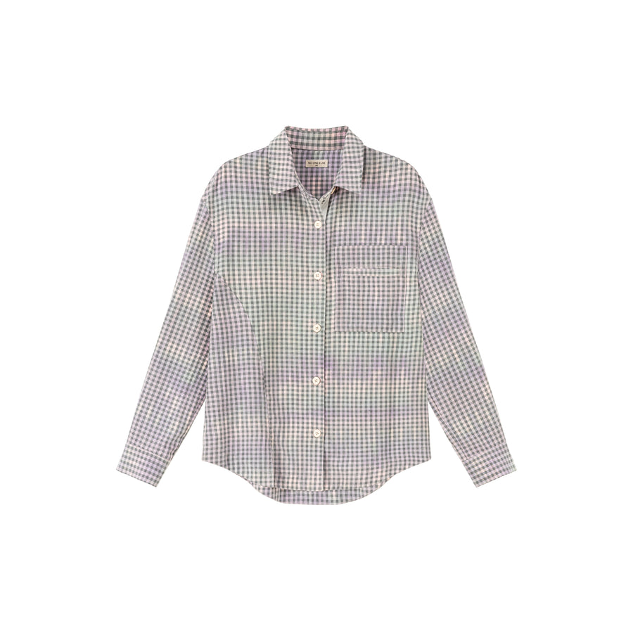 CHUU Gradient Vintage Check Long Sleeve Shirt